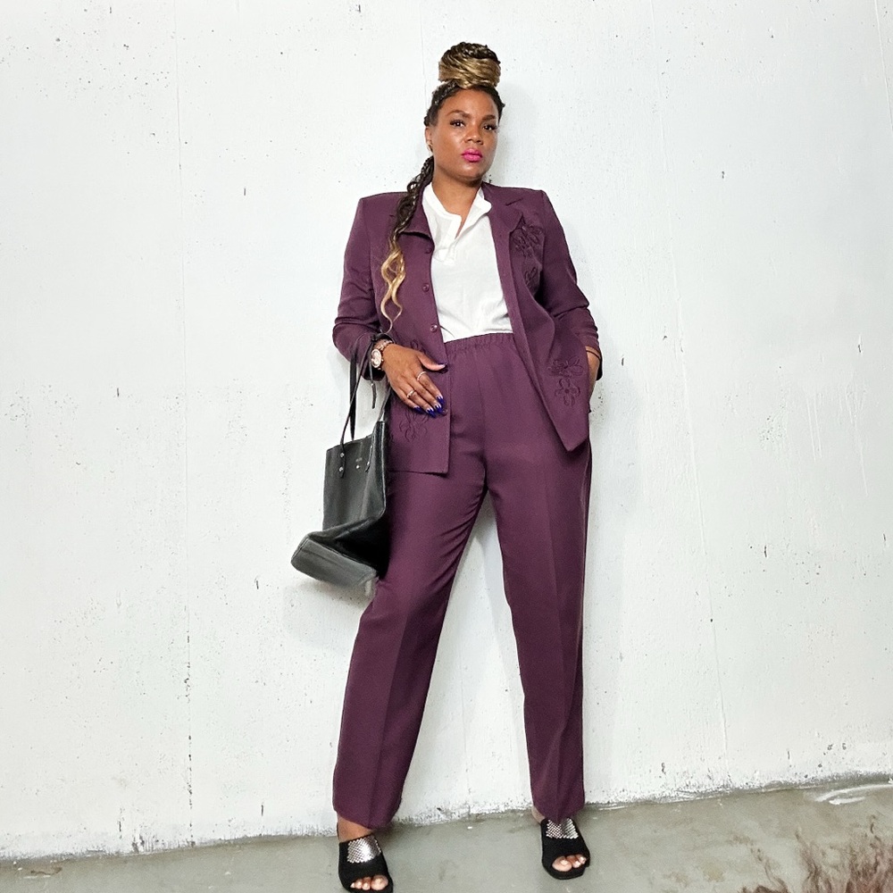 Vintage Women's Deep Purple Pantsuit - Picture 2 of 14